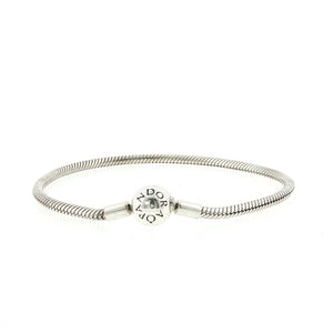 Authentic PANDORA Smooth Snake Charm Beads Chain Bracelet Size 7.5"
