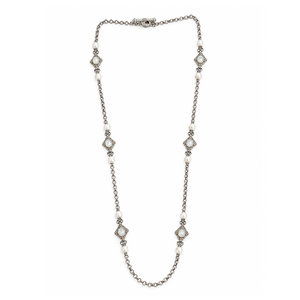 KONSTANTINO 925 Silver Selene Mother of Pearl & Cultured Pearl Necklace 35"