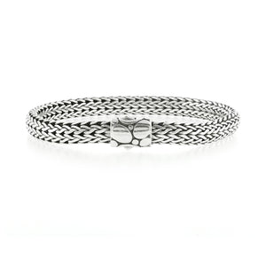 JOHN HARDY 925 Silver Pebble Wheat Bracelet Size 6.5 " M