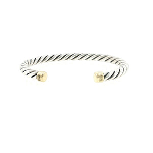 DAVID YURMAN 925 Sterling Silver & 18K Gold Cable Cuff Bracelet Size 7.5"