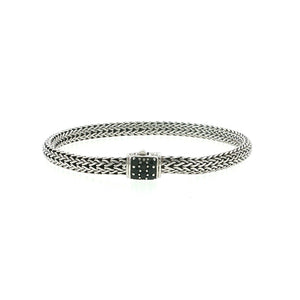JOHN HARDY 925 Silver Black Sapphire classic Chain Lava Bracelet Size 6.3/4 "