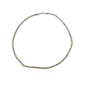DAVID YURMAN Sterling Silver 14K Gold Classic Cable Choker Necklace Size 5"