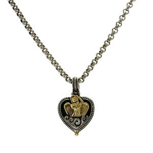 KONSTANTINO Sterling Silver 18K Gold Angelic Ethereal Heart Pendant Necklace 18"
