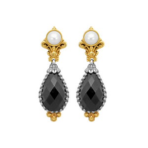 Konstantino 925 Silver & 18K Yellow Gold Nykta Black Onyx & Pearl Earrings