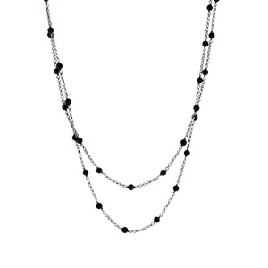DAVID YURMAN Sterling Silver Bijoux 4.3 mm Black Onyx Beads Chain Necklace 60"