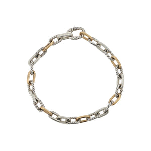 David Yurman Sterling Silver 18K Yellow Gold Madison Link Chain Bracele Size 7"