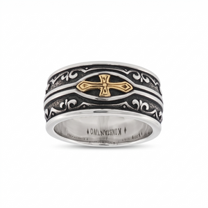 KONSTANTINO 925 Sterling Silver & 18K Gold Heonos Band Ring Size 10
