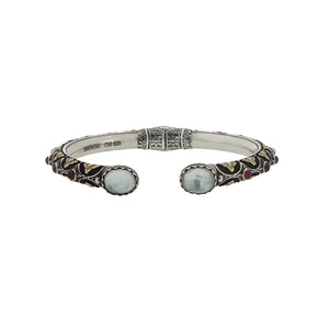 Konstantino 925 Sterling Silver 18K Gold Nemesis Pink Tourmaline & MOP Bangle 7"