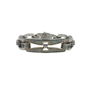 Konstantino 925 Sterling Silver & 18K Gold Cross Spinel Bracelet Size 7.25"