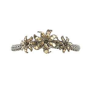 JOHN HARDY 925 Silver & 18K Gold Dot Ayu Frangipani Flower Bracelet Size 7 " M