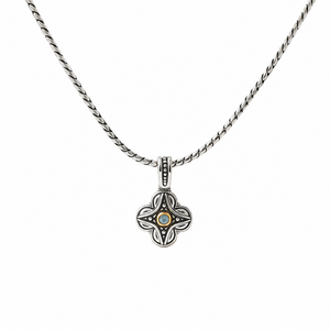 KONSTANTINO 925 Sterling Silver 18K Gold Dome Blue Spinel Pendant Necklace 18"