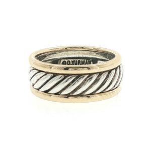 David YURMAN 925 Sterling Silver & 14K Gold 9 mm Cable Band Ring Size 11