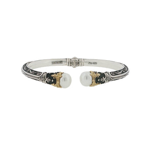 Konstantino 925 Sterling Silver 18K Gold Nemesis Cultured Pearl Bangle 7"