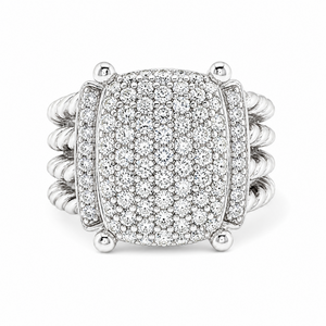 DAVID YURMAN 925 Sterling Silver 1.12 CT Diamond Wheaton Cable Ring Size 6.5
