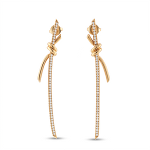 Tiffany & Co. 18K Yellow Gold Diamond Knot Drop Earrings