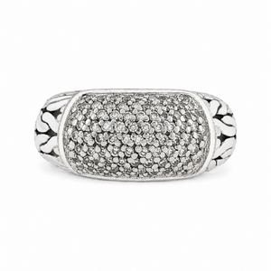 John Hardy 925 Sterling and 18K Classic Chain Diamond Dome Ring Size 7