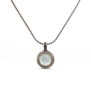 KONSTANTINO 925 Silver 18K Gold Dome Mother of Pearl Doublet Pendant Necklace