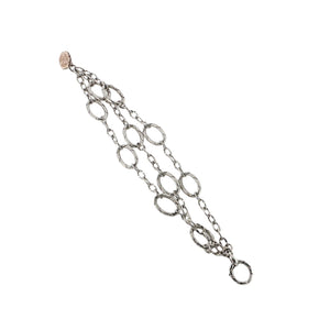 TACORI 925 Silver & 18K Gold Three strand Oval Link Chain Bracelet Size 7 "
