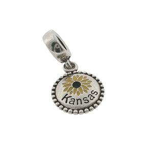 PANDORA 925 Silver Kansas City Sunflower Exclusive Dangle Charm Pendant