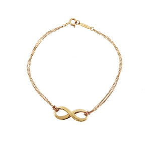 TIFFANY & Co. 18K Yellow Gold Infinity Double Chain Bracelet Size 6.5"