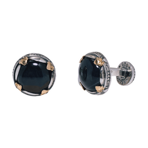 KONSTANTINO 925 Sterling Silver 18K Gold Hephaestus Hawk's Eye Doublet Cufflinks