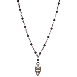KONSTANTINO 925 Silver & Bronze Myrmidones Beads Cross Pendant Necklace Size 26"