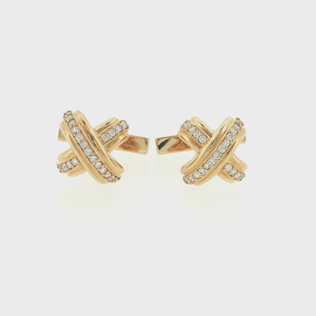 Tiffany &amp; Co 18K Yellow Gold Diamond Signature X Cufflinks