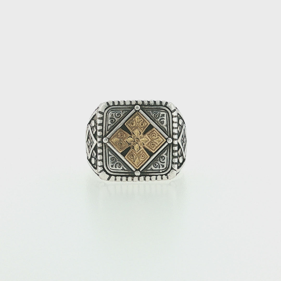 KONSTANTINO 925 Sterling Silver &amp; 18K Gold Sg Classic Ring Size 10