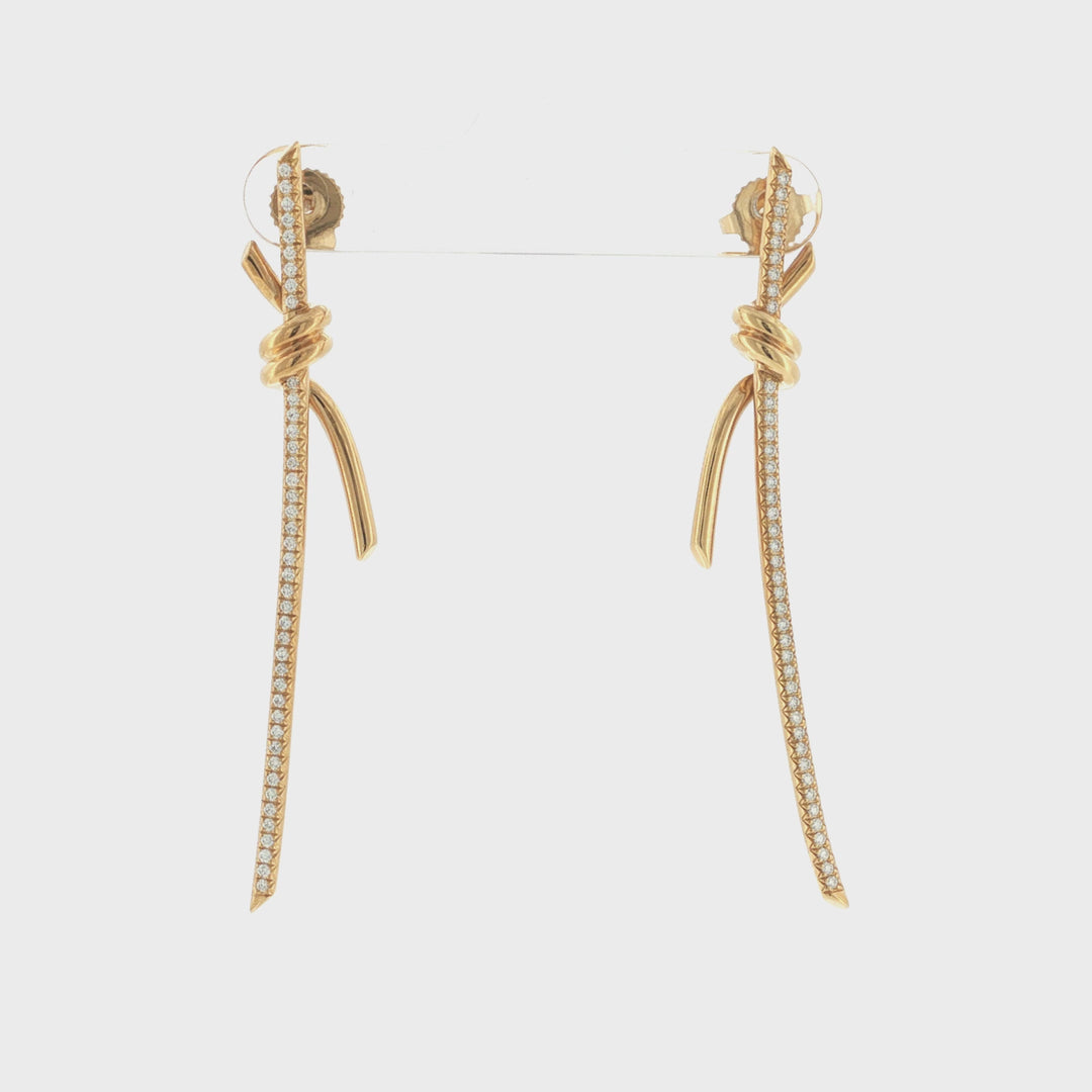 Tiffany &amp; Co. 18K Yellow Gold Diamond Knot Drop Earrings