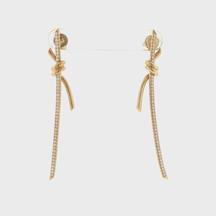 Tiffany &amp; Co. 18K Yellow Gold Diamond Knot Drop Earrings