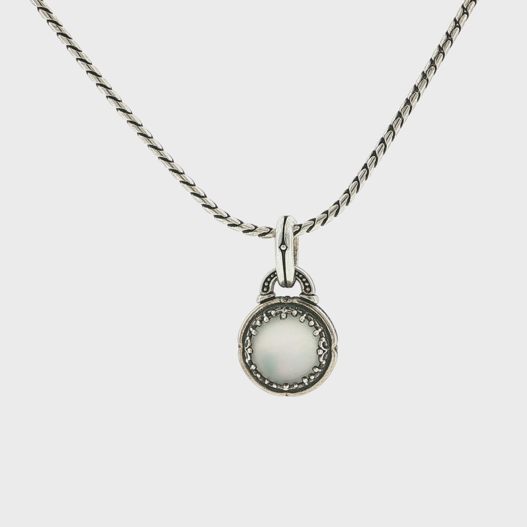 KONSTANTINO Ultra 925 Silver Mother of Pearl Doublet Pendant Necklace 18"
