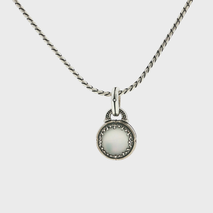 KONSTANTINO Ultra 925 Silver Mother of Pearl Doublet Pendant Necklace 18"