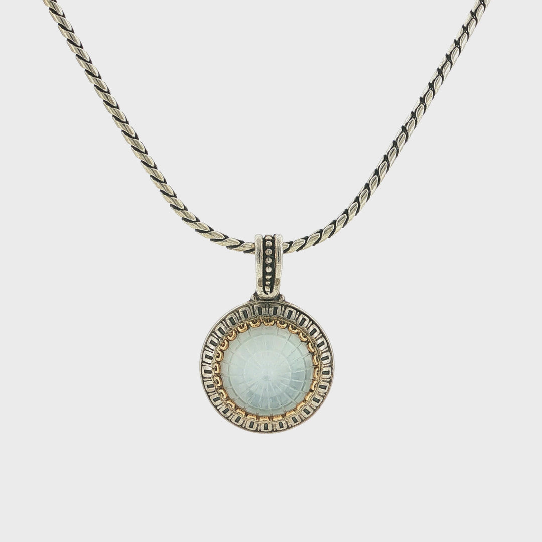 KONSTANTINO 925 Silver 18K Gold Dome Mother of Pearl Doublet Pendant Necklace