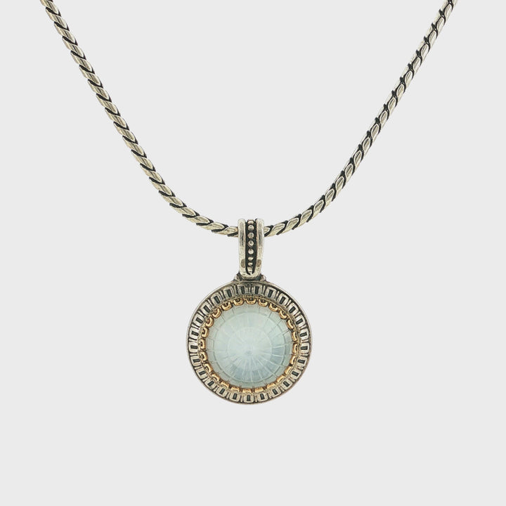 KONSTANTINO 925 Silver 18K Gold Dome Mother of Pearl Doublet Pendant Necklace