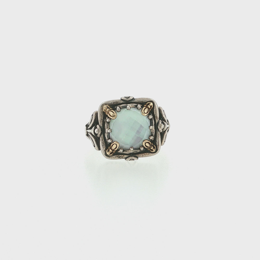 KONSTANTINO 925 Sterling Silver &amp; 18K Gold Gen K Mop Doublet Ring 7