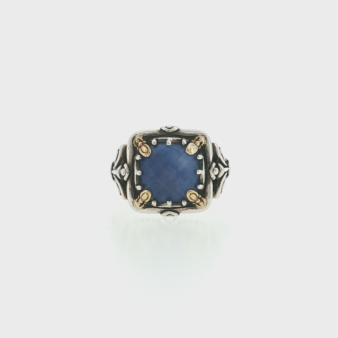 KONSTANTINO 925 Sterling Silver &amp; 18K Gold Gen K Sodalite Doublet Ring 6
