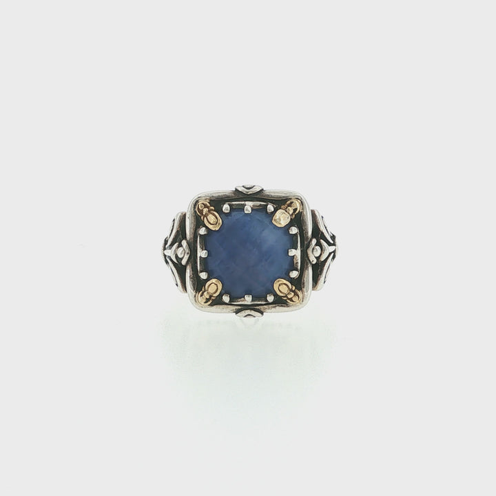 KONSTANTINO 925 Sterling Silver &amp; 18K Gold Gen K Sodalite Doublet Ring 6