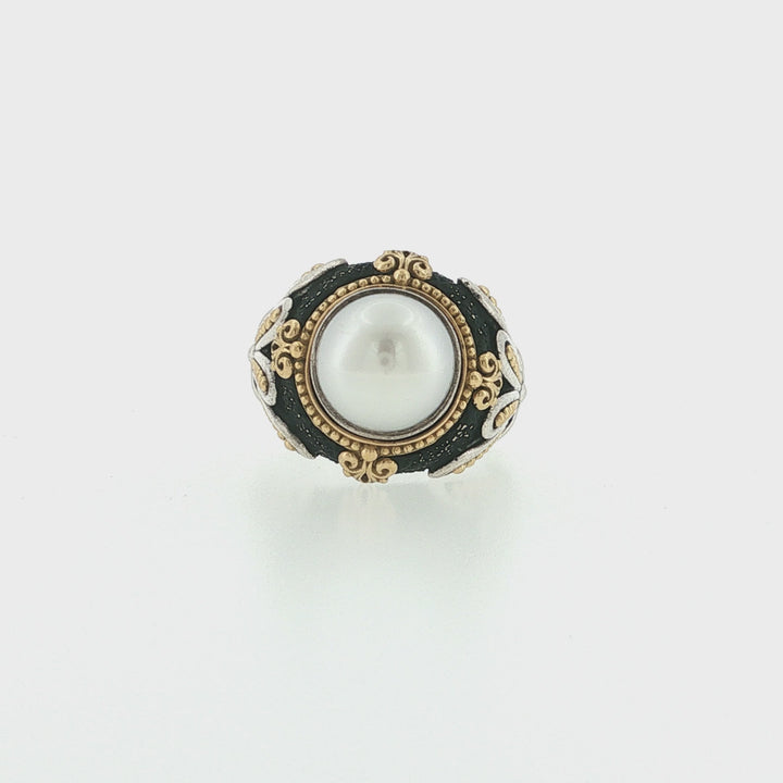 KONSTANTINO 925 Sterling Silver &amp; 18K Gold Nemesis Cultured Pearl Ring 7