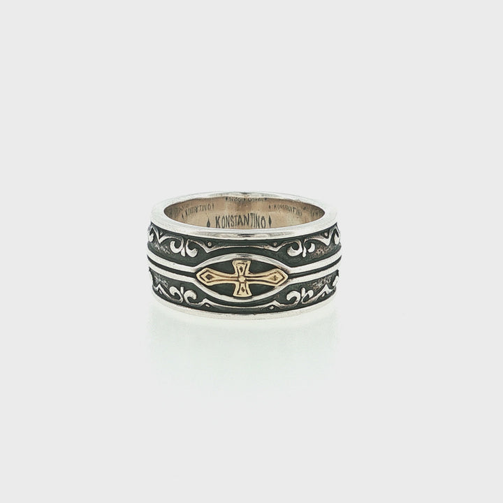KONSTANTINO 925 Sterling Silver &amp; 18K Gold Heonos Band Ring Size 10