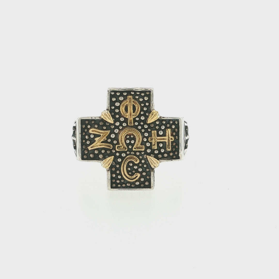 KONSTANTINO 925 Sterling Silver &amp; 18K Gold Stavros Greek letters Ring Size 11