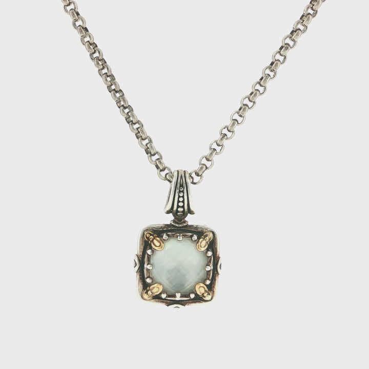 KONSTANTINO 925 Sterling Silver 18K Gold Gen K MOP Doublet Pendant Necklace 18"