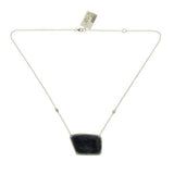 Rose Cut Sliced 28 CT Blue Sapphire 0.43 CT Diamonds 14K White Gold Necklace