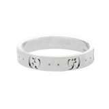 Auth Gucci Icon Logo 18K White Gold 6 mm Wide Ring Size 5 »U424