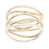 Tiffany & Co Elsa Peretti Silver & 18K Rose Gold Wave 5 Raw Ring Size 6 $1000