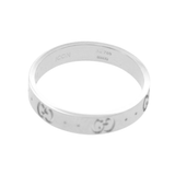 Auth Gucci Icon Logo 18K White Gold 6 mm Wide Ring Size 5 »U424