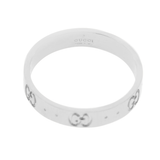 Auth Gucci Icon Logo 18K White Gold 6 mm Wide Ring Size 5 »U424