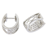 1.26 CT Pave F Color VS1 Diamonds in 18K White Gold Huggie Hoop Earrings »N19