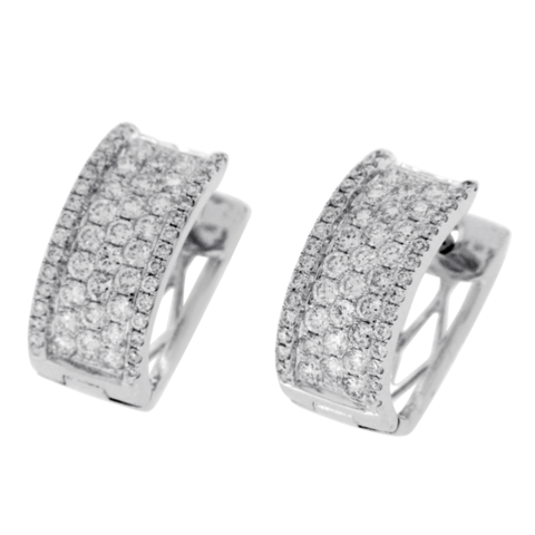 1.26 CT Pave F Color VS1 Diamonds in 18K White Gold Huggie Hoop Earrings »N19