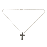 14K Oro Bianco 1.15 Kt e Nero Diamanti Collana con Croce Misura 40.6cm » BL15