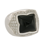 Bvlgari Bulgari 18K White Gold Diamond Black Onyx Piramid Ring Size 7.5 $12000